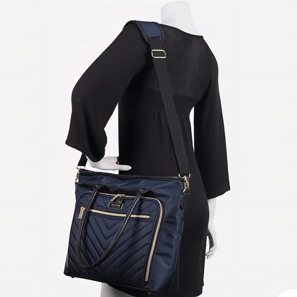 Kenneth Cole Reaction Navy Quilted Chevron Tote - Picture 3 of 10